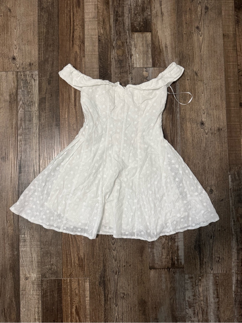 Rosebud Broderie Off The Shoulder Mini Dress White from Princess Polly - Picture 3 of 6